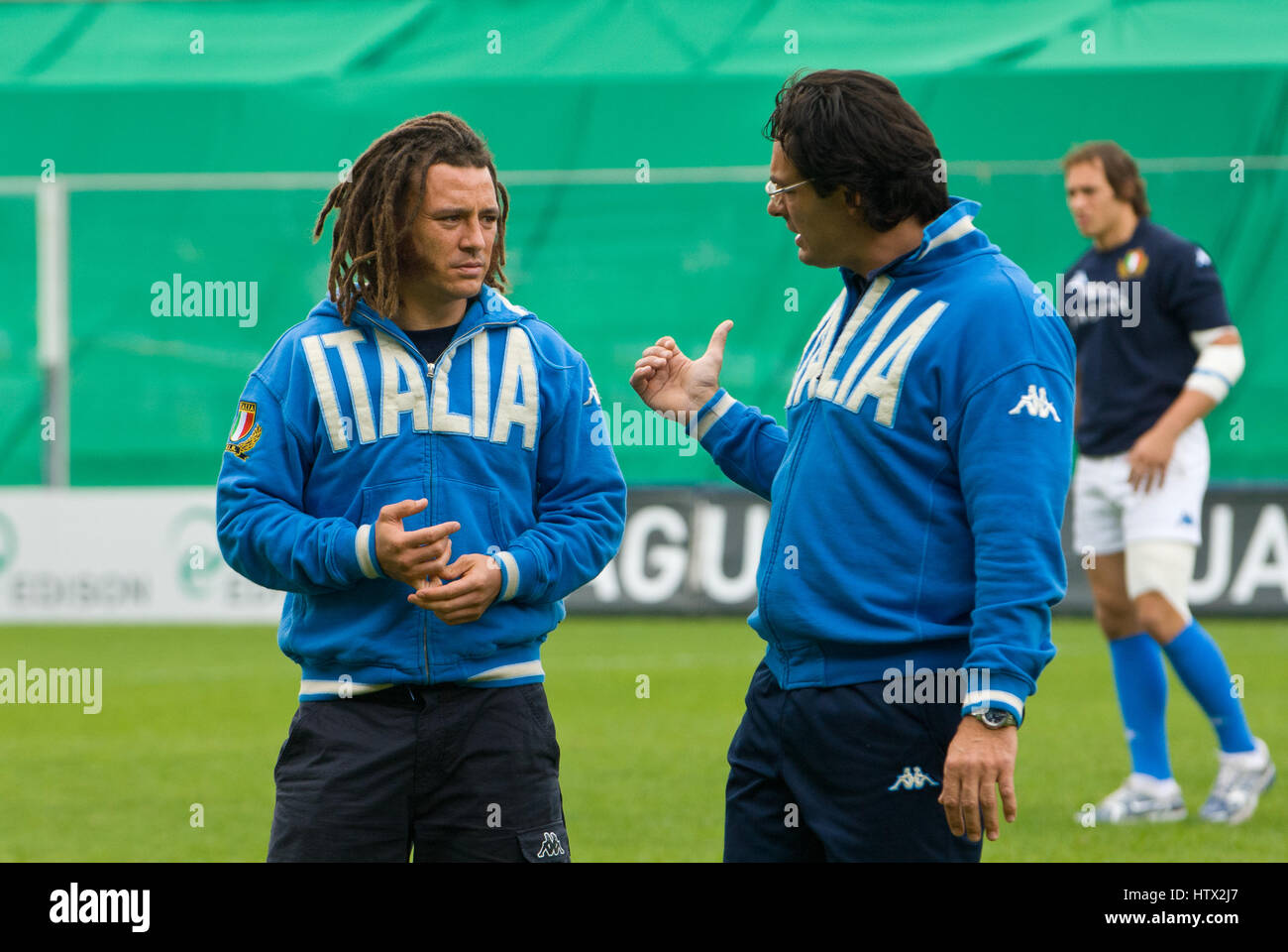 Rugby test match avec Italy-Argentina. Le joueur italien Paul Griffen sur jeu avant match Banque D'Images