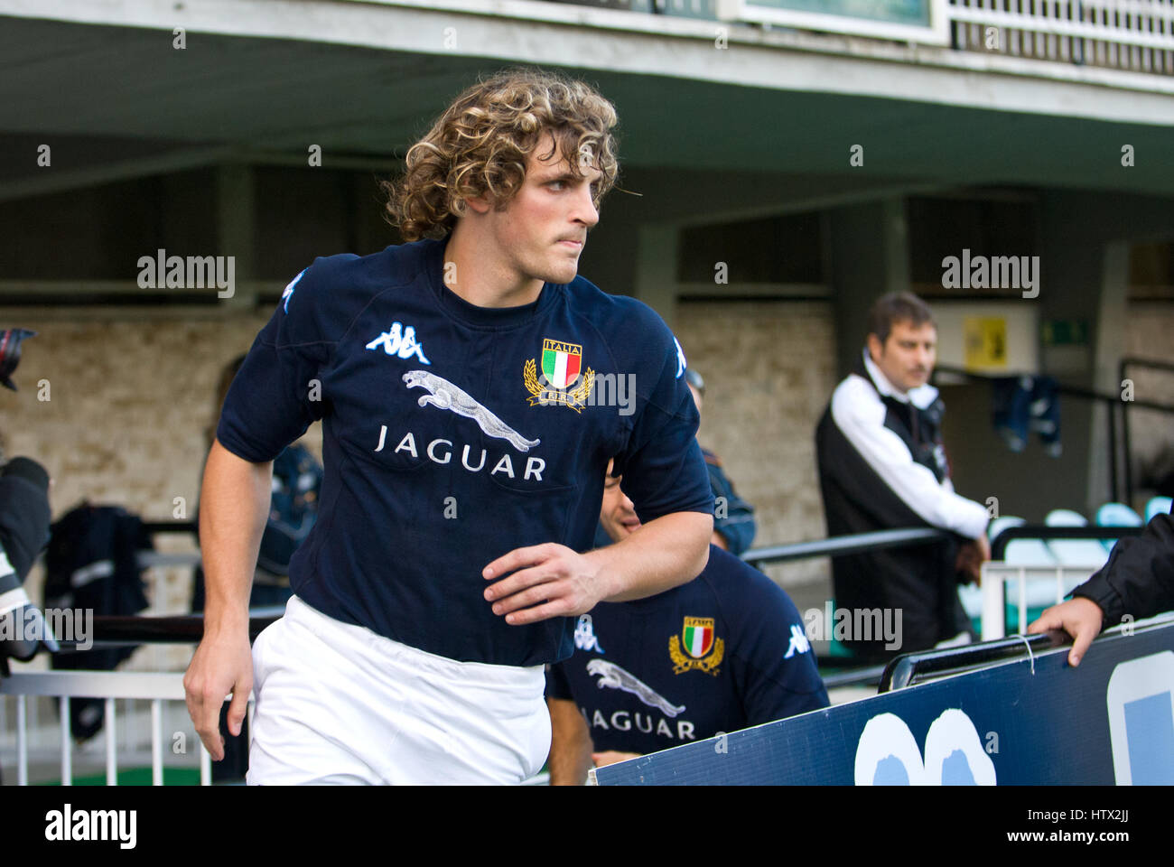 Rugby test match avec Italy-Argentina. Le joueur italien Mirco Bergamasco sur jeu avant match Banque D'Images