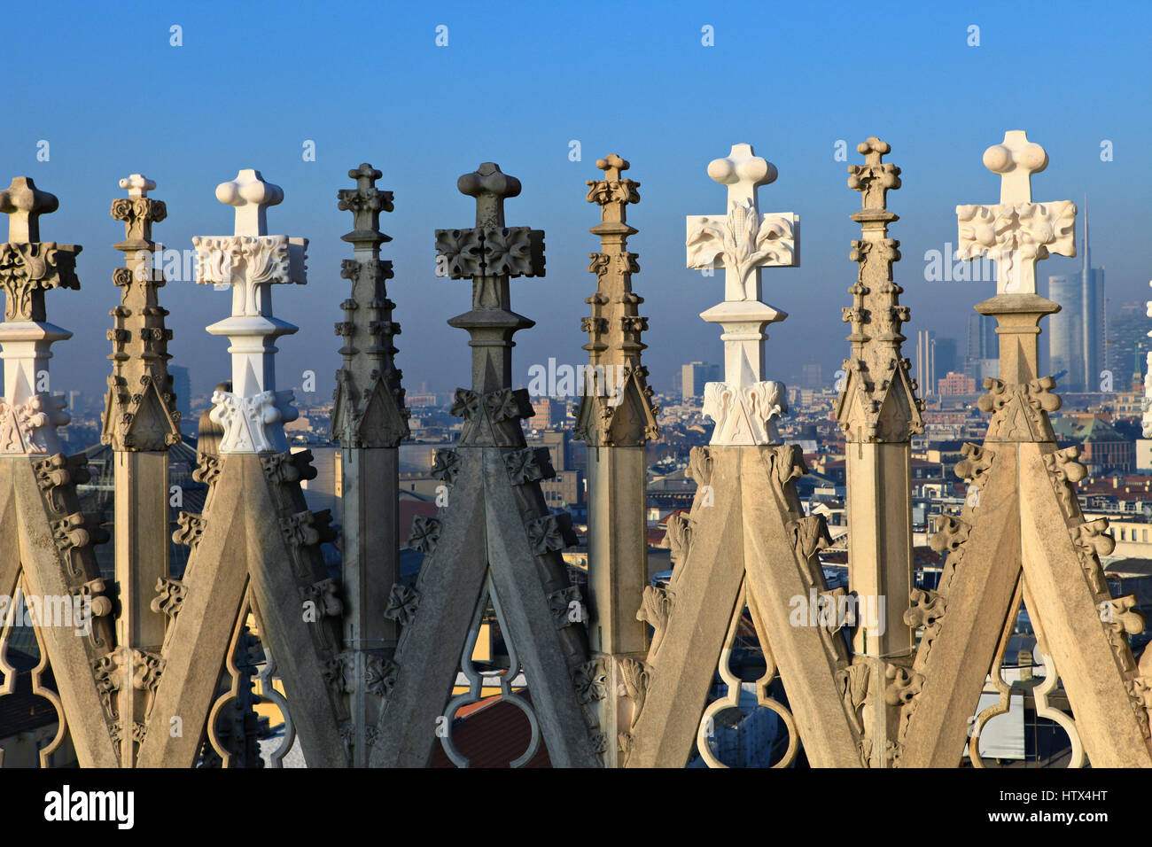 Toit de la célèbre cathédrale de Milan Milan, Italie Banque D'Images