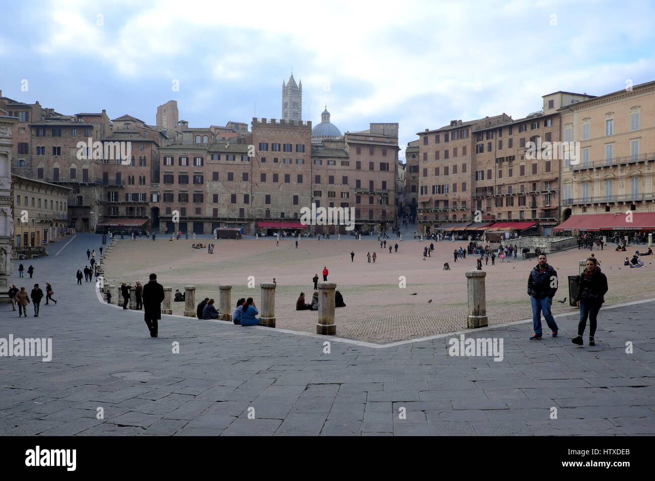 Piazza del Campo, Sienne, Toscane, Italie, Europe - espace public principal du centre historique de la vieille ville, place médiévale où Palio de Sienne est tenu Banque D'Images