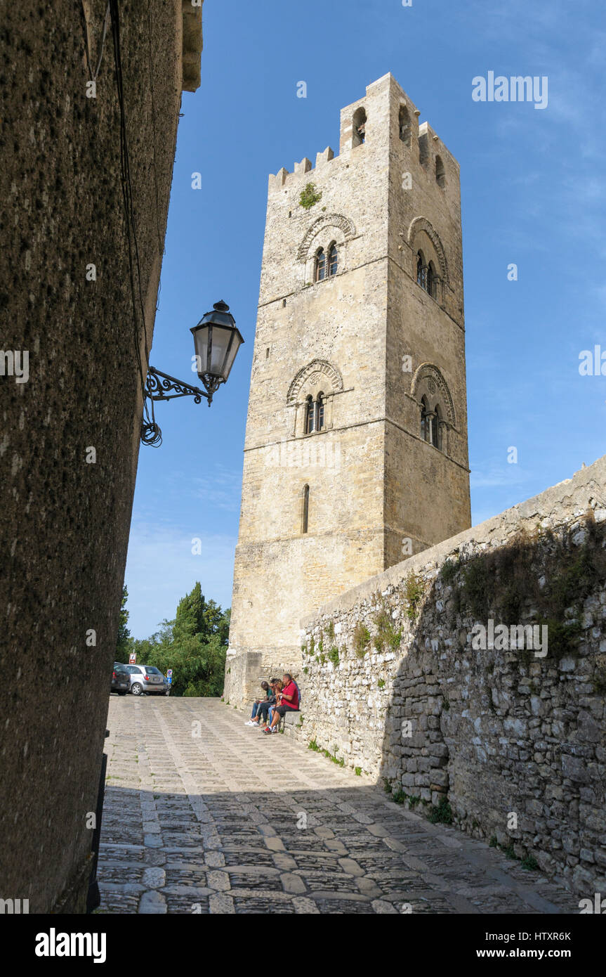 Cathédrale de l'église, Chiesa Madre, Erice, Sicile, Italie Banque D'Images