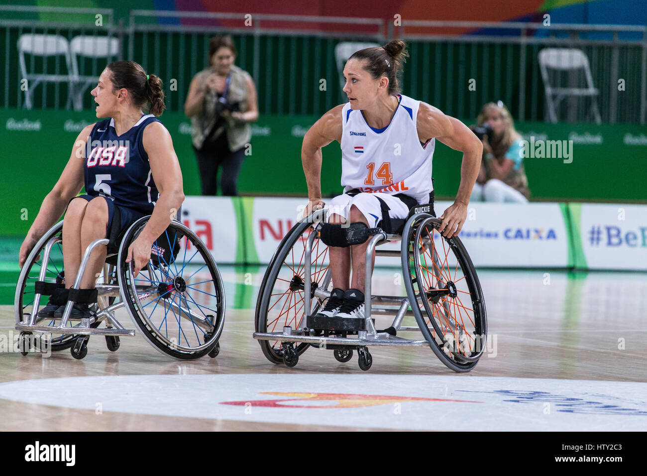 Au cours de la compétition de basket-ball en fauteuil roulant aux Jeux paralympiques d'été de Rio 2016 Banque D'Images