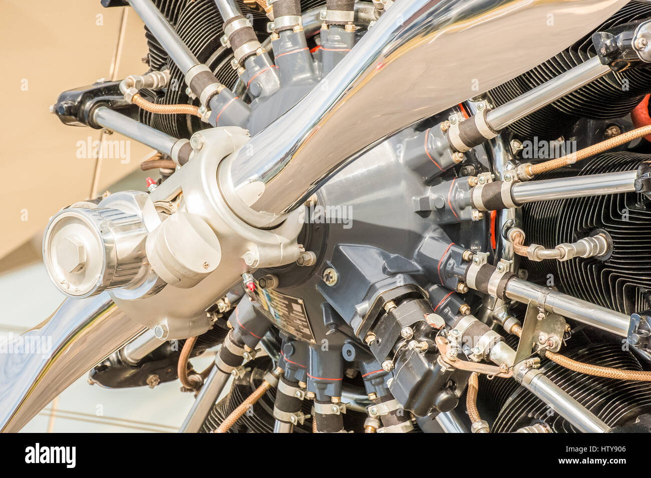 Close-up d'un moteur à hélice avion vintage Banque D'Images
