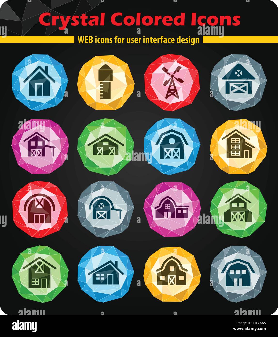 Bâtiment de ferme web icons pour la conception d'interface utilisateur Illustration de Vecteur