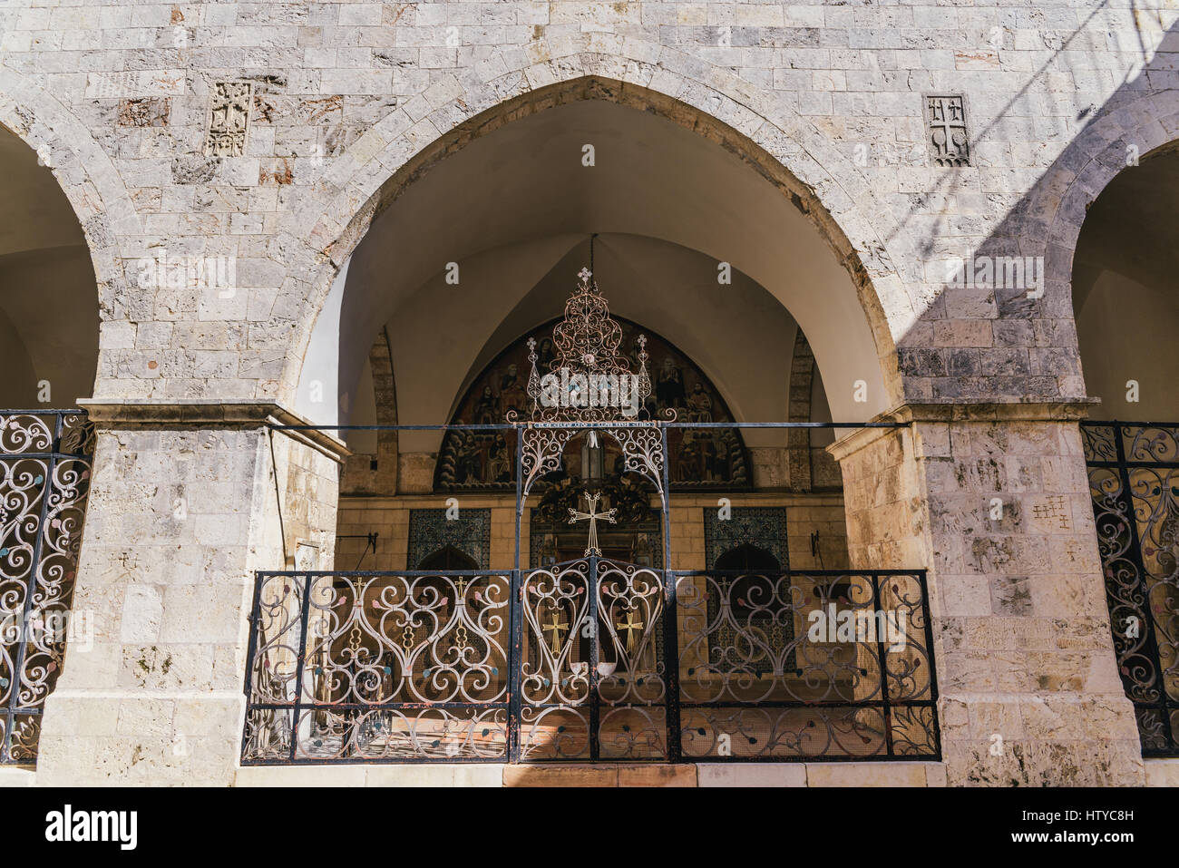 L'Eglise Arménienne/façade dans le quartier chrétien de Jérusalem, Israël, Moyen Orient Banque D'Images