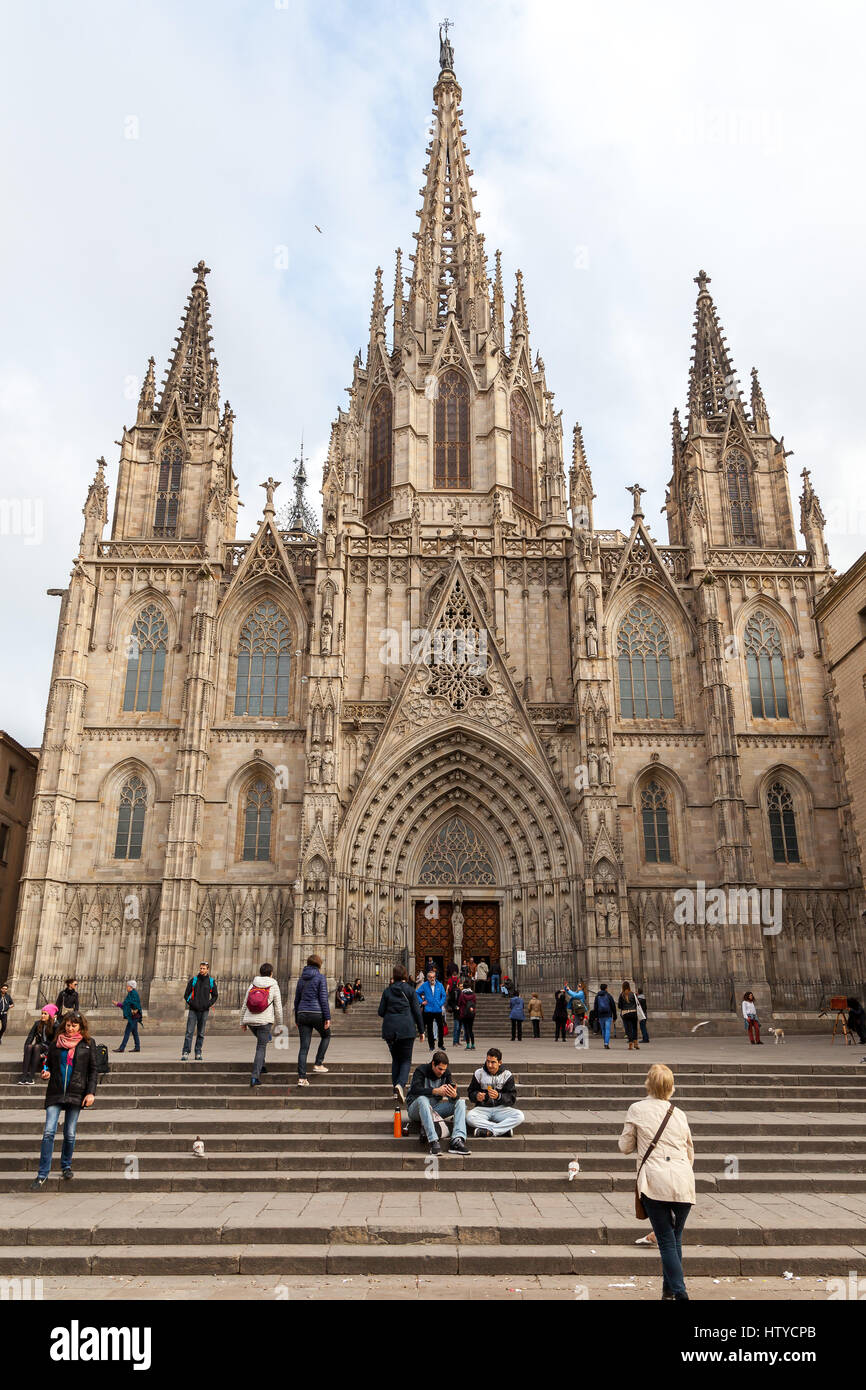 Cathédrale dans le quartier gothique, Barcelone, Catalogne, Espagne. Banque D'Images