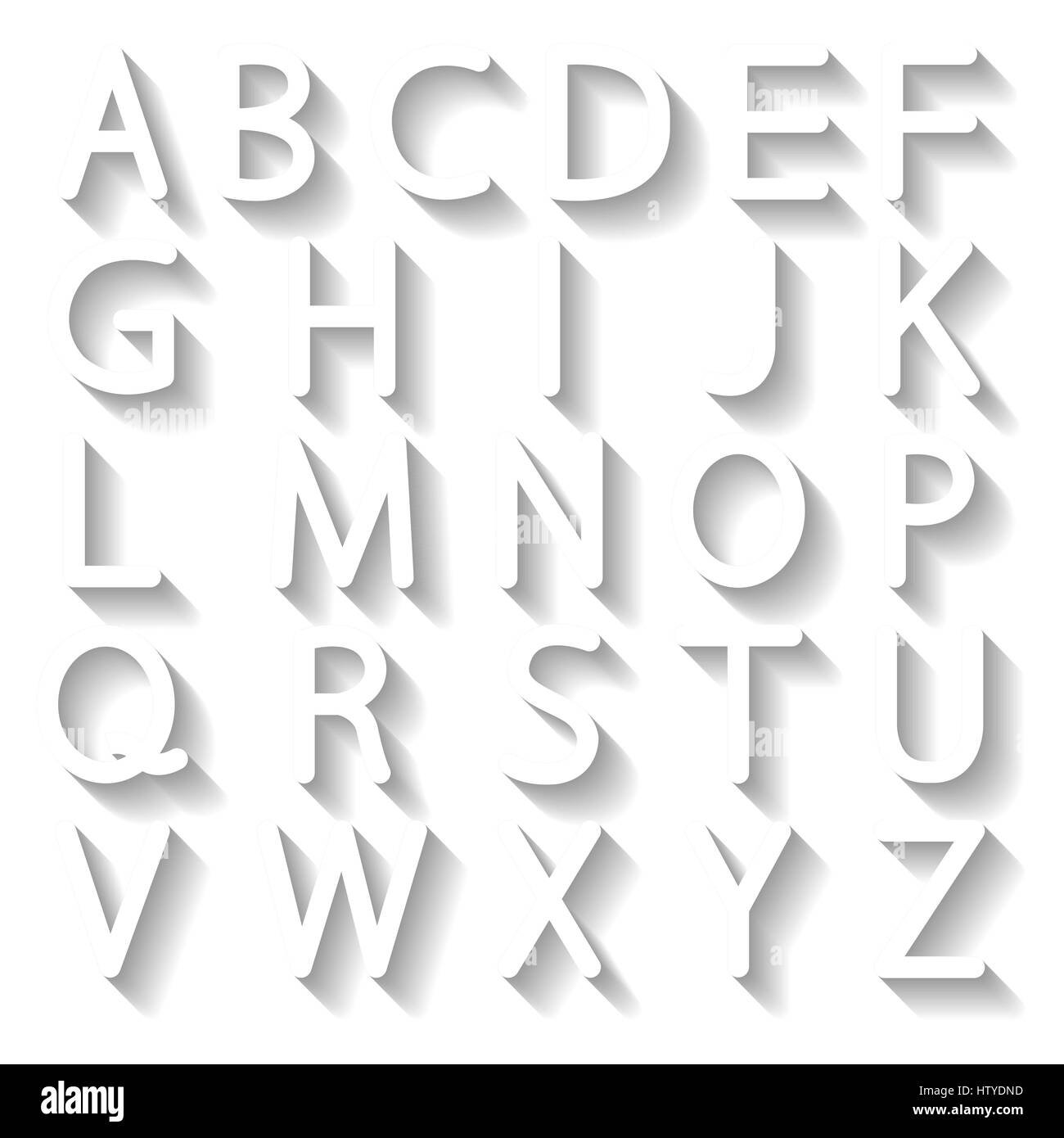 Ensemble de lettres anglais blanc avec une grande ombre, vector  illustration Image Vectorielle Stock - Alamy