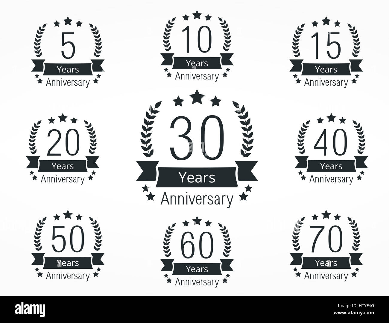 Ensemble d'emblèmes anniversaire Banque D'Images
