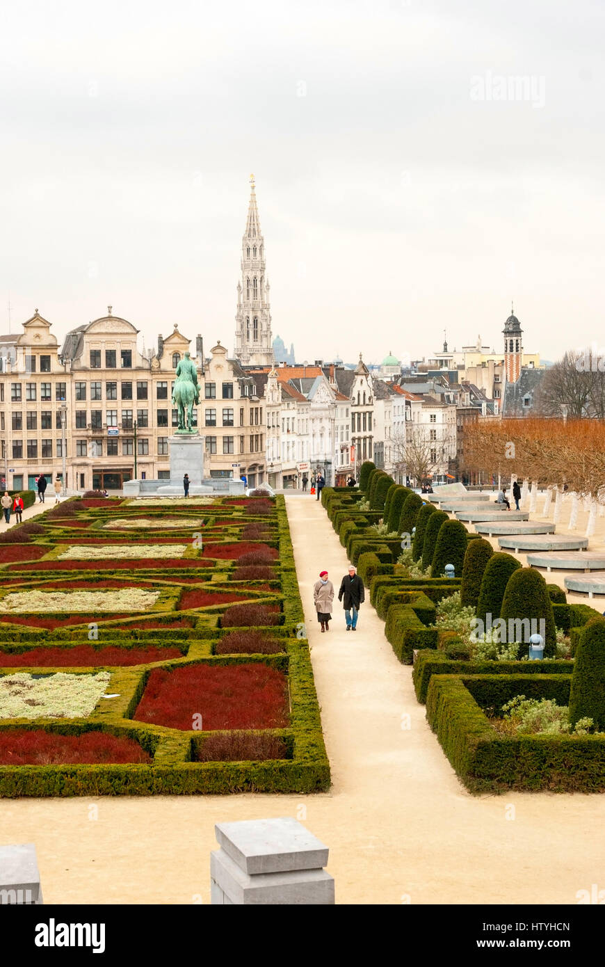 Bruxelles, Belgique - 15 mars : Monts des arts et les toits de Bruxelles, capitale de Belgique le 15 mars 2015 Banque D'Images