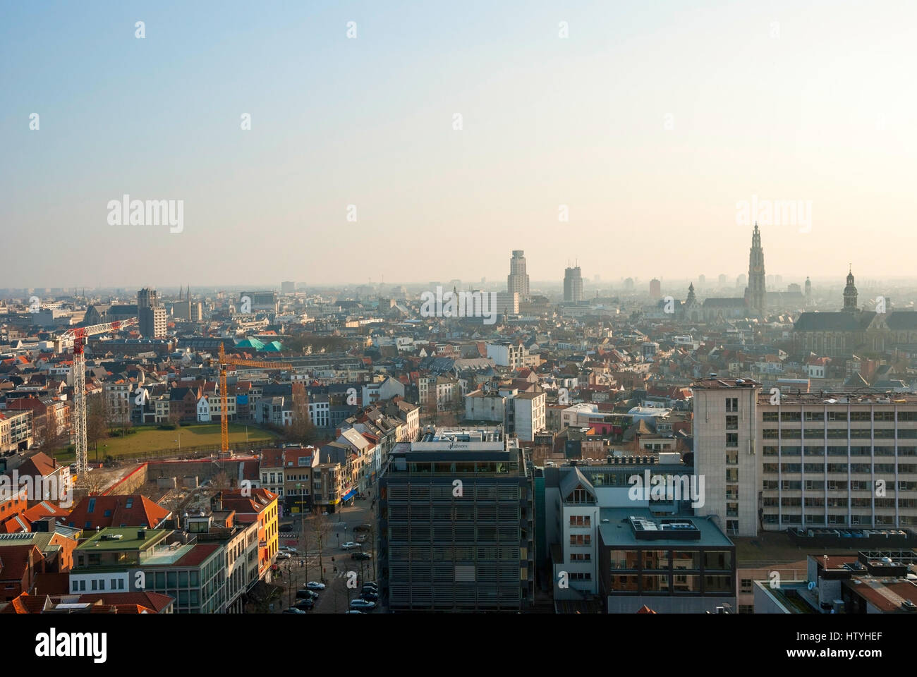 Vue sur les toits de Anvers, Belgique Banque D'Images