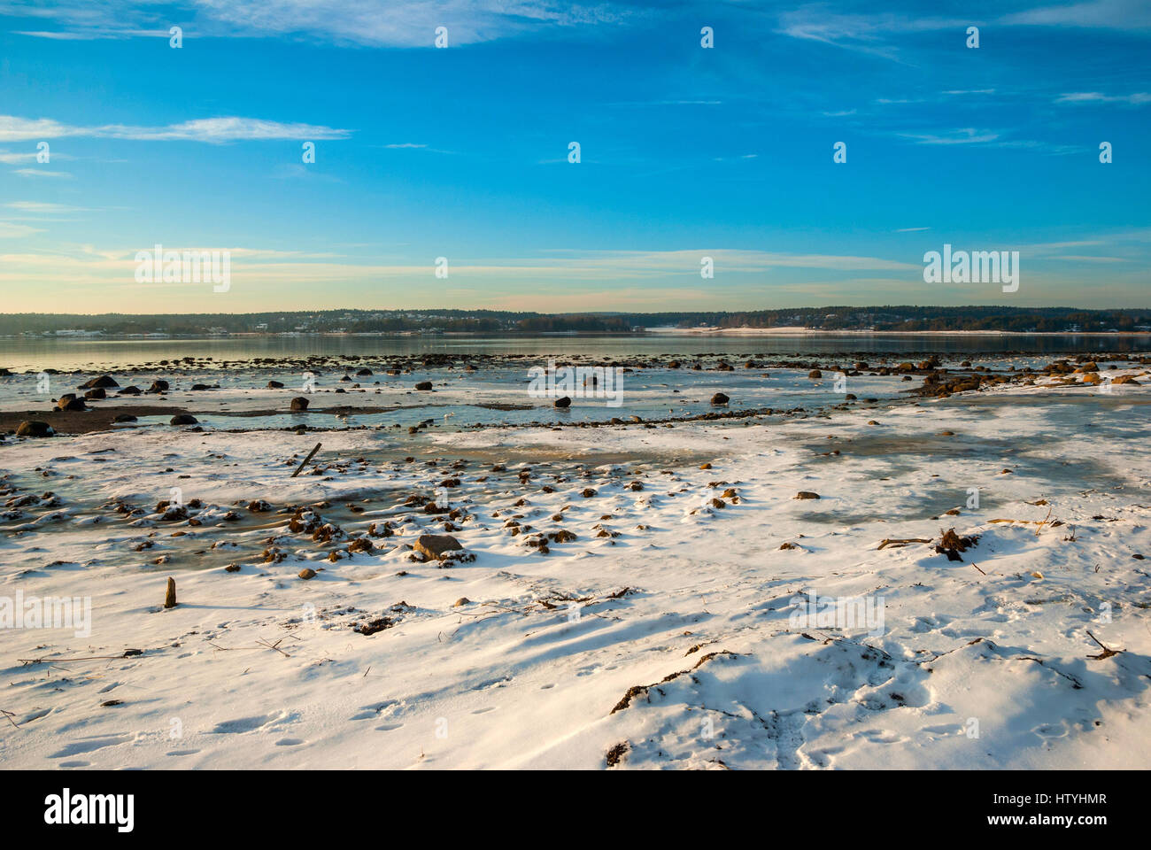 Fjord gelé en hiver, la Norvège scandinaves Banque D'Images