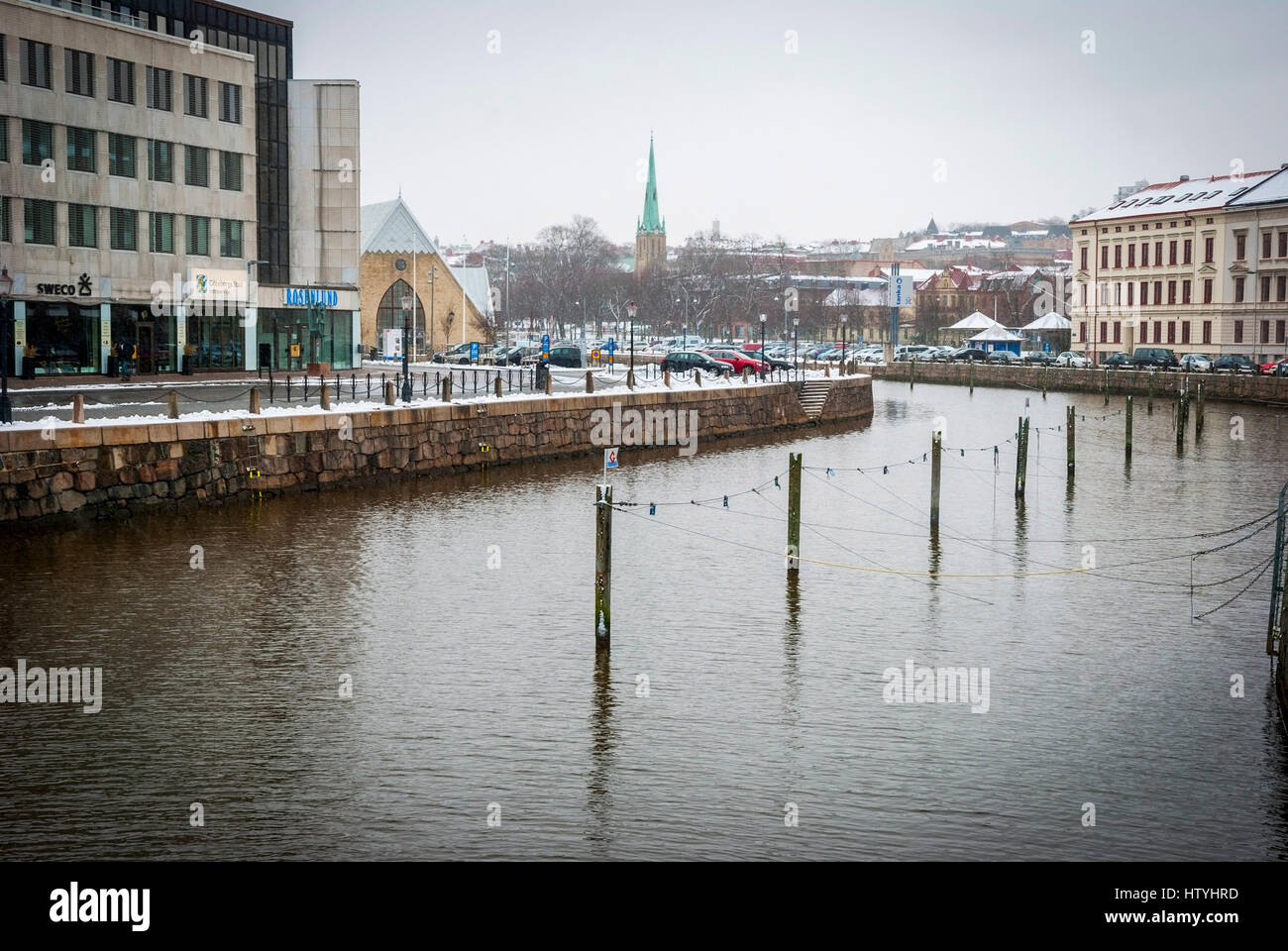 GOTHENBURG, SUÈDE - 1 février : Voir le long du canal de l'eau dans le centre-ville de Göteborg en hiver le 1 février 2015 Banque D'Images