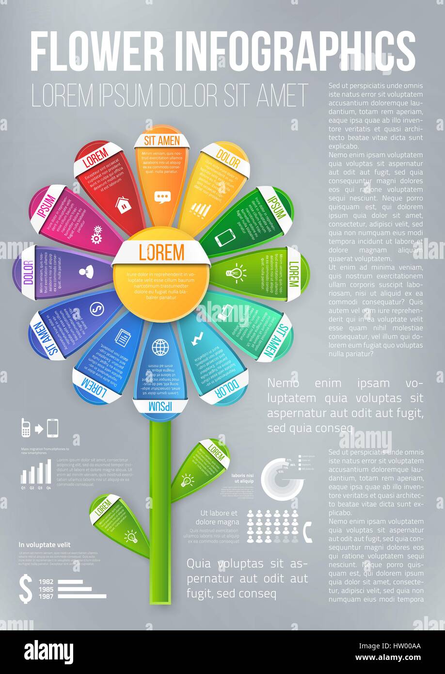 Style de fleurs menu options graphique infographie Illustration de Vecteur