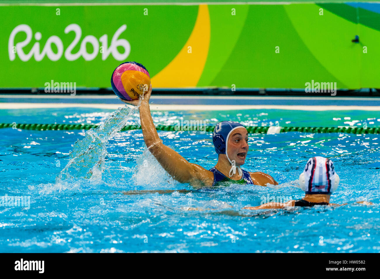 Rio de Janeiro, Brésil. 19 août 2016 Francesca Pomeri (ITA) participe à la women's water polo finale or vs USA à l'été 2016 Banque D'Images