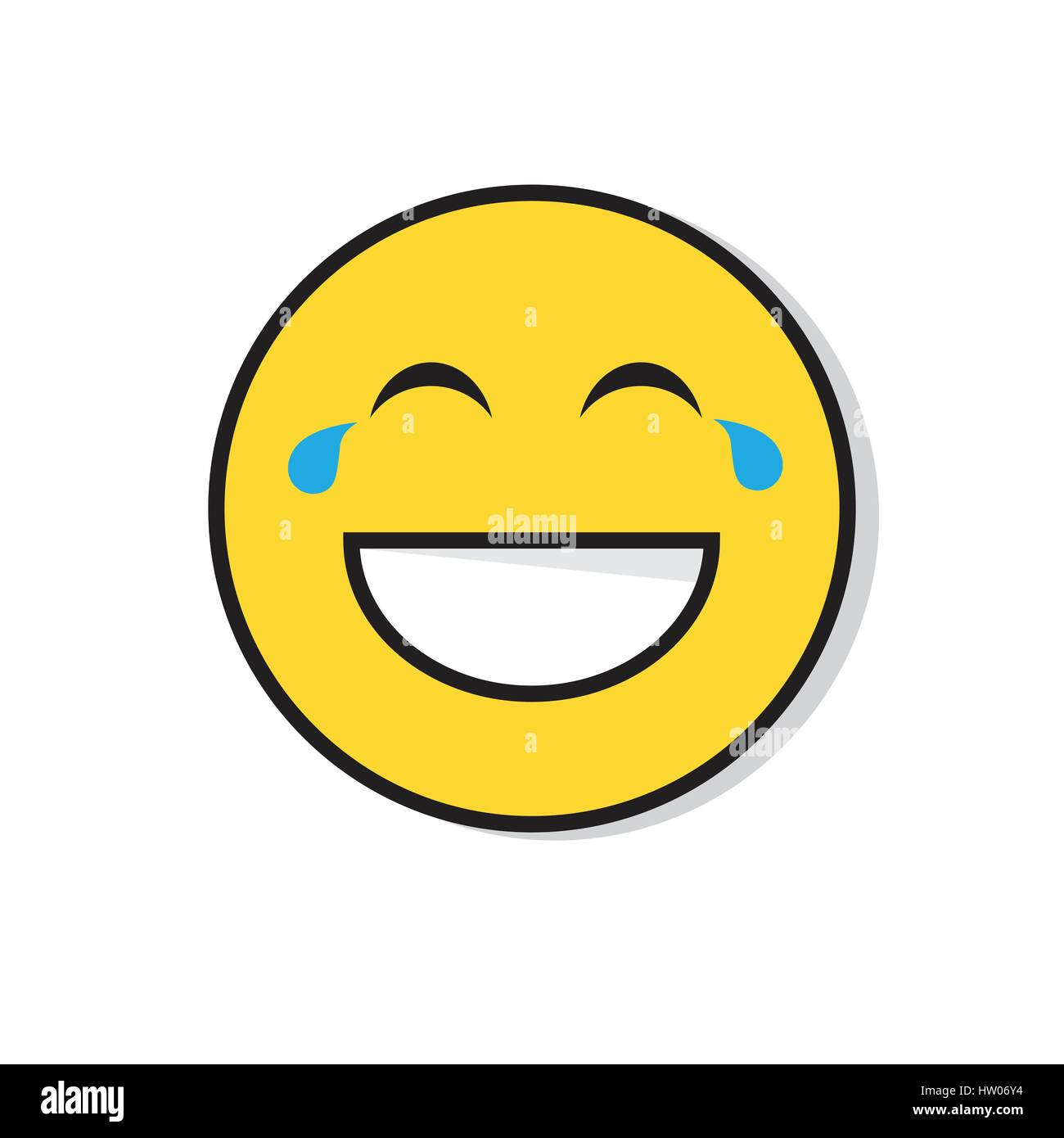 Visage souriant jaune rire les gens positifs l'icône de l'émotion Illustration de Vecteur