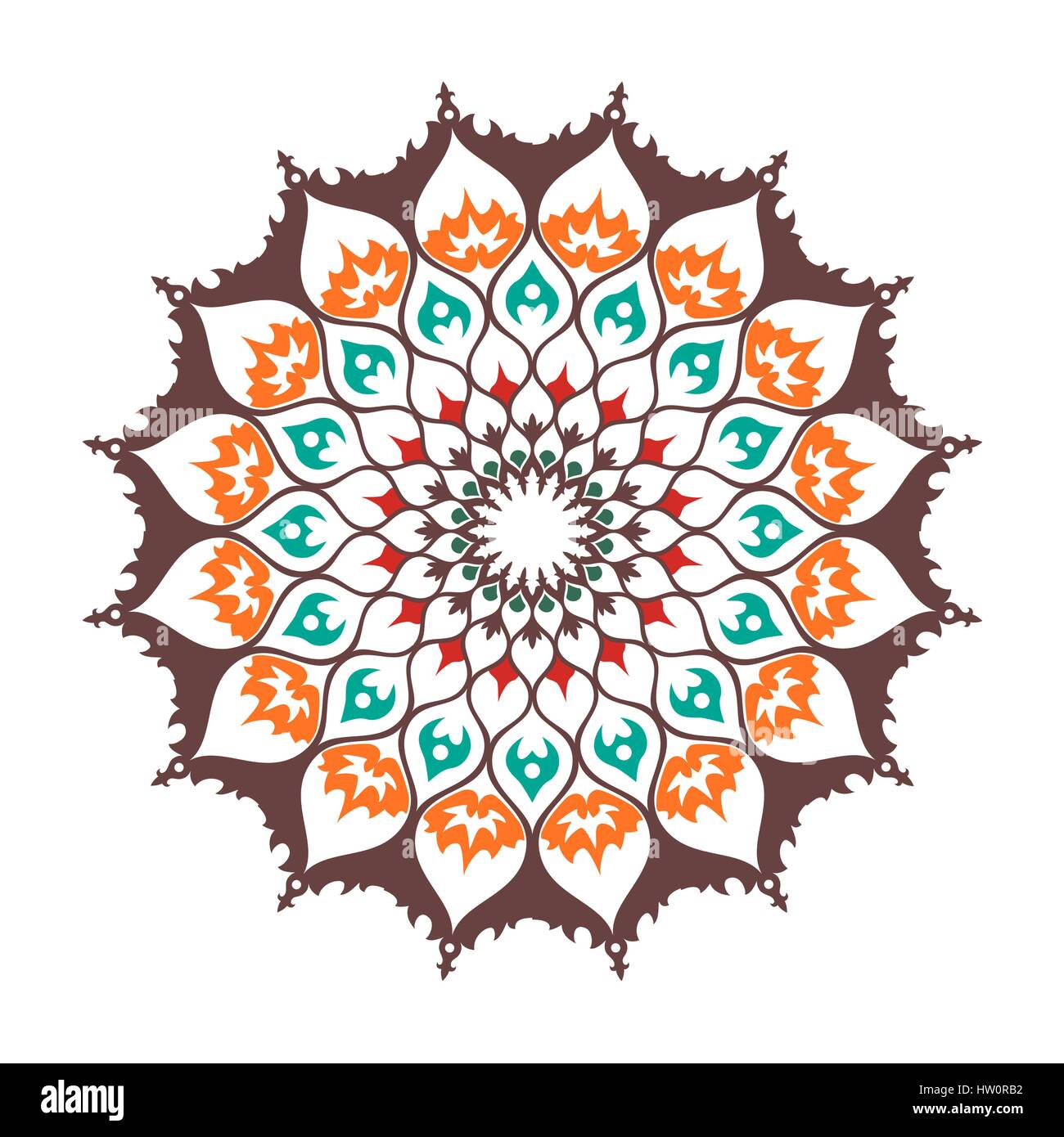 Mandala islamique. Décoration orientale isolé sur blanc. Illustration de Vecteur