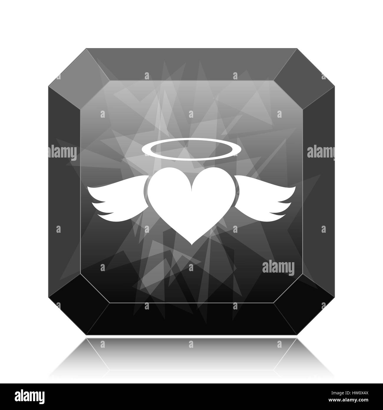 Angel Heart, l'icône bouton site web noir sur fond blanc. Banque D'Images