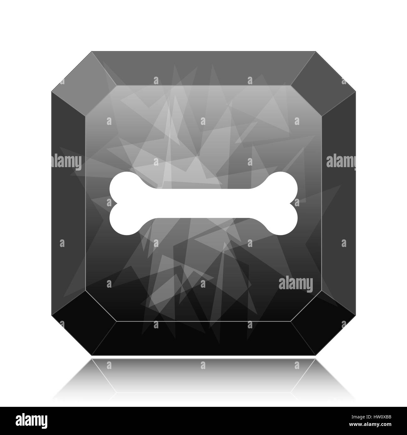 L'icône de l'os, bouton site web noir sur fond blanc. Banque D'Images