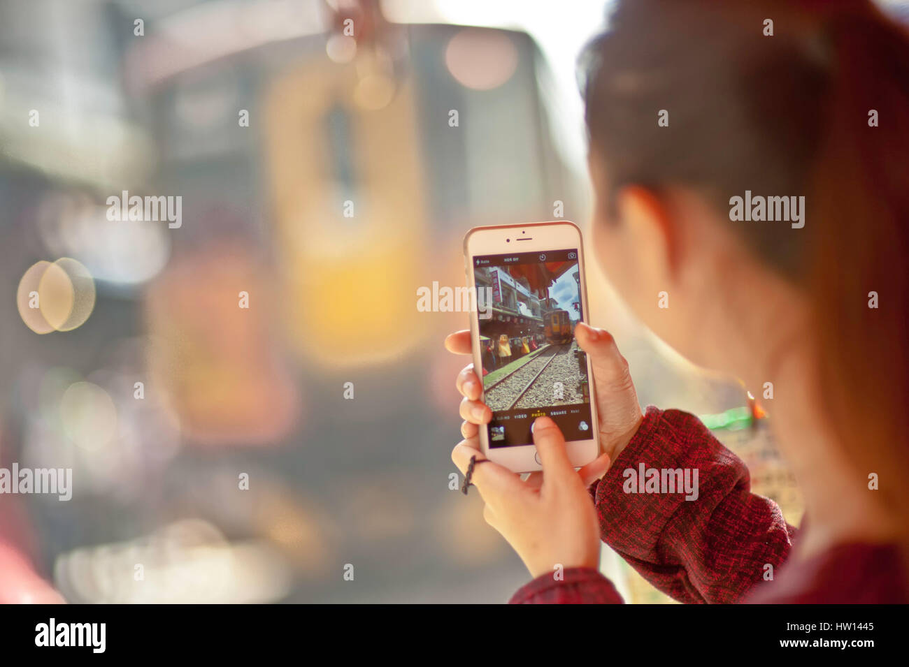 Shi Fen Train Iphone, Taiwan Banque D'Images