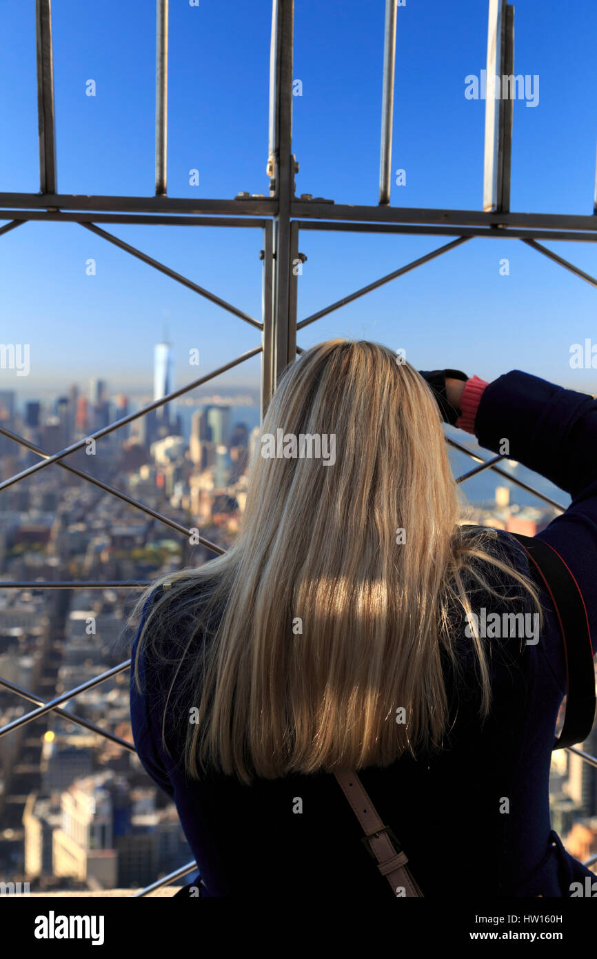 USA, New York, New York, Manhattan, Observatoire de l'Empire State Building Banque D'Images