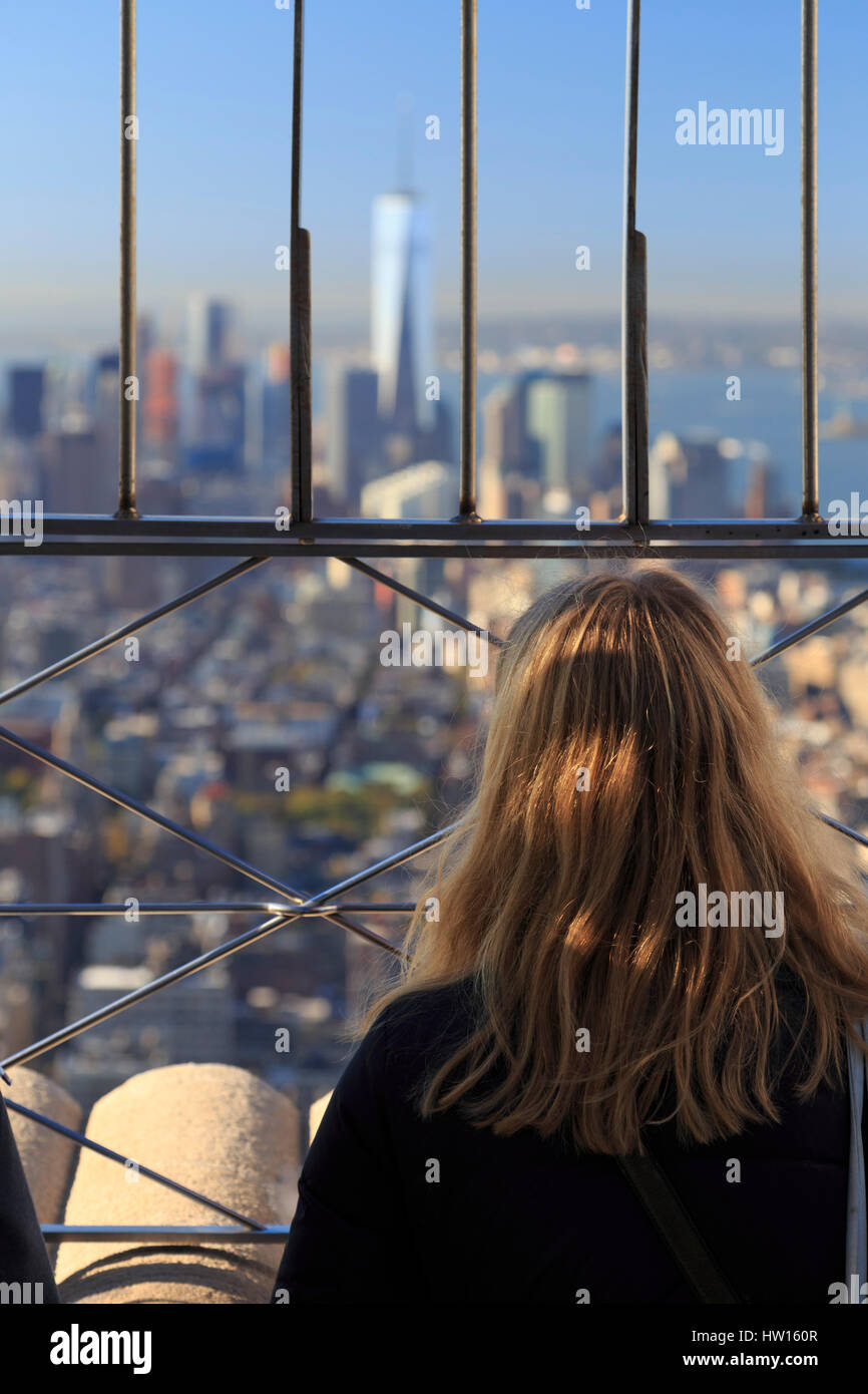 USA, New York, New York, Manhattan, Observatoire de l'Empire State Building Banque D'Images