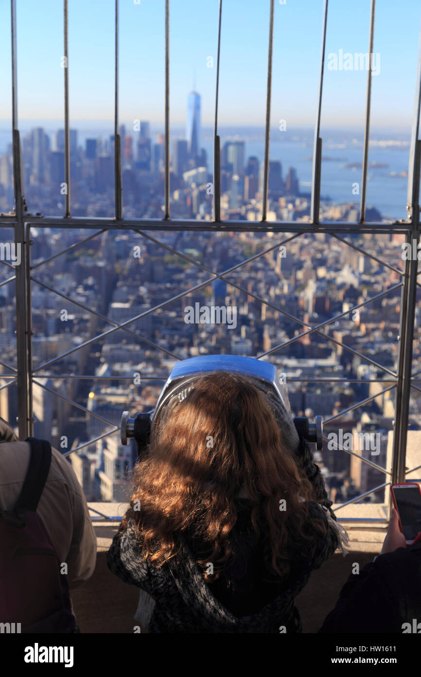 USA, New York, New York, Manhattan, Observatoire de l'Empire State Building Banque D'Images