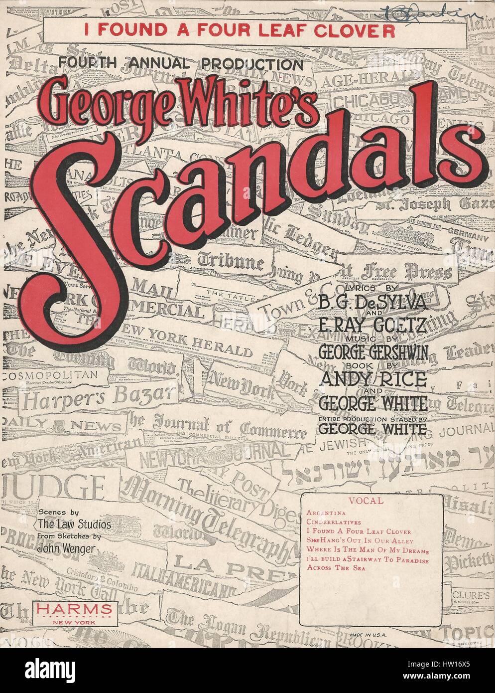 'George White's scandales de 1922 Partitions Musicales' couvrir Banque D'Images