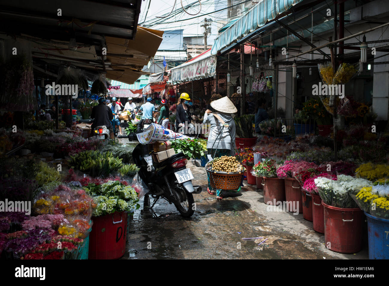 Marché aux fleurs de Saigon Banque D'Images