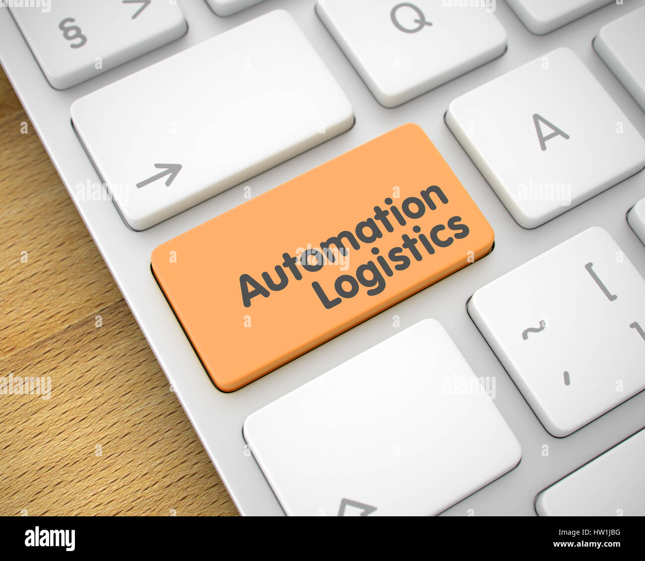 La logistique d'automatisation - Texte sur le clavier d'Orange. 3D. Banque D'Images