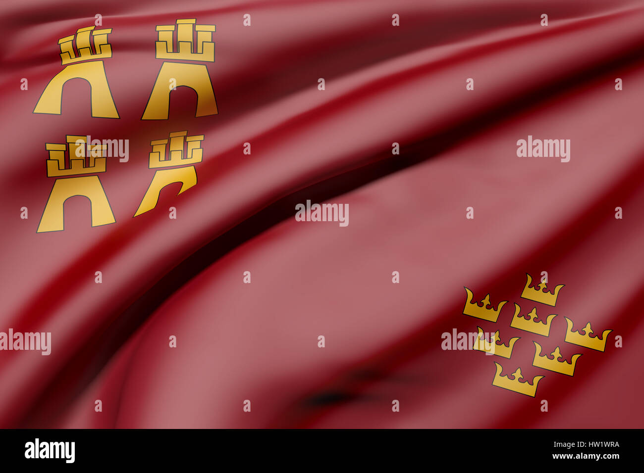 D'un rendu 3D de brandir le drapeau de la communauté de Murcie Banque D'Images