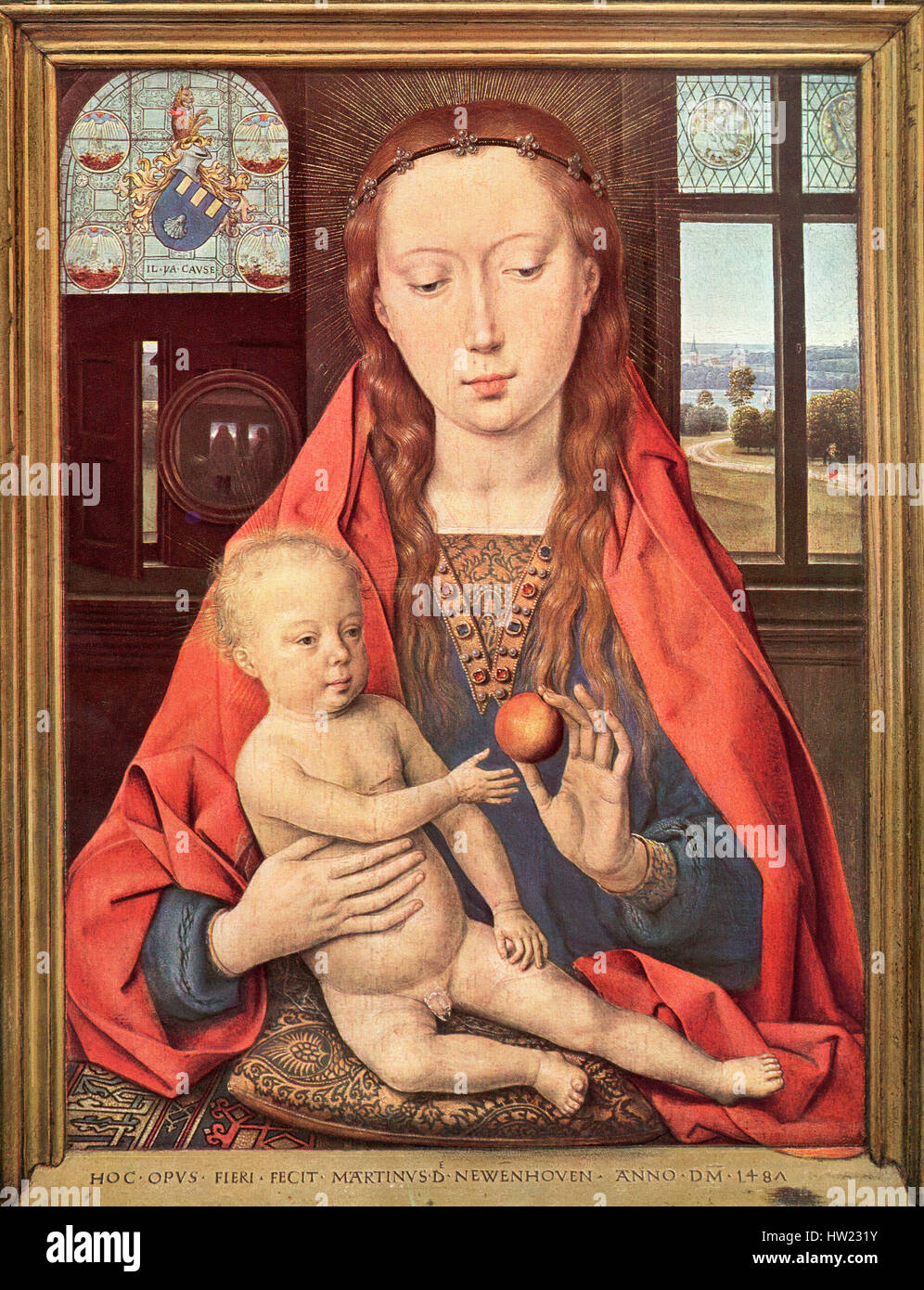 Diptyque de Maarten Van Nieuwenhove, 1487, de Hans Memling. Vierge à l'enfant. . Banque D'Images