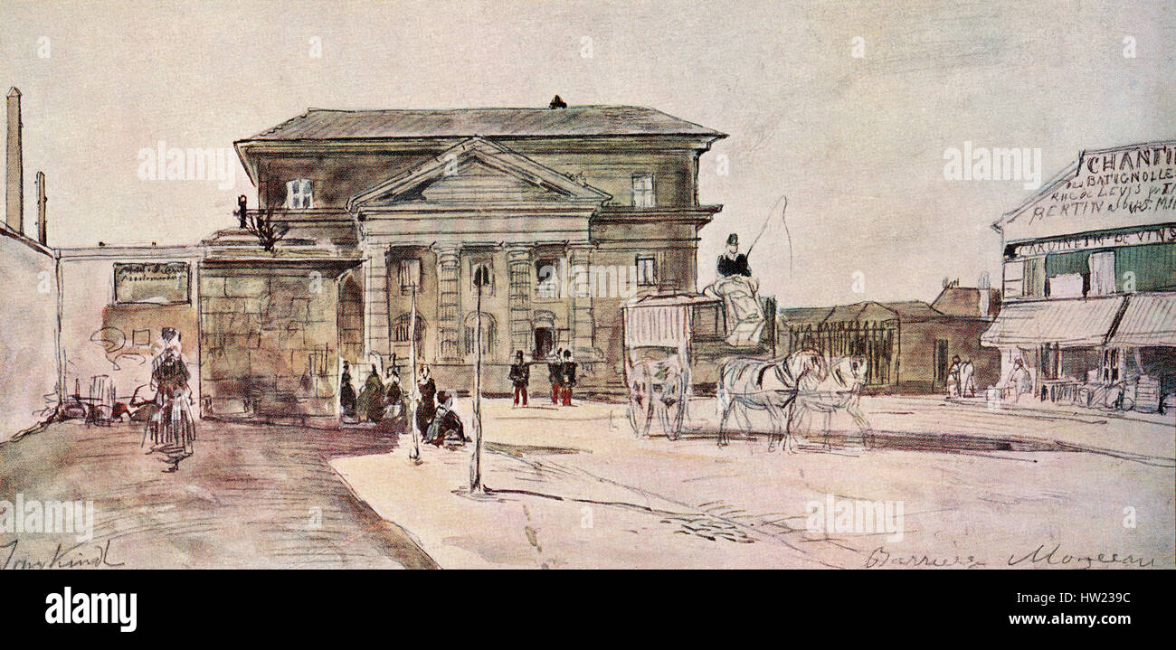 La barrière Monceau, Paris, France au xixe siècle. Après la peinture de Johan Barthold JONGKIND. Banque D'Images