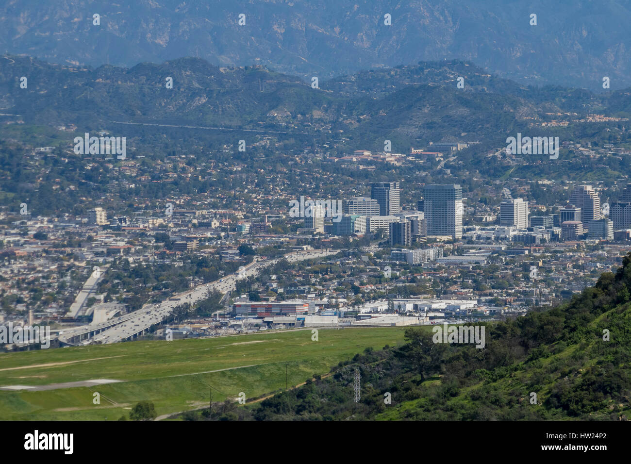 Vue aérienne de l'aera Burbank, Los Angeles, Californie Banque D'Images