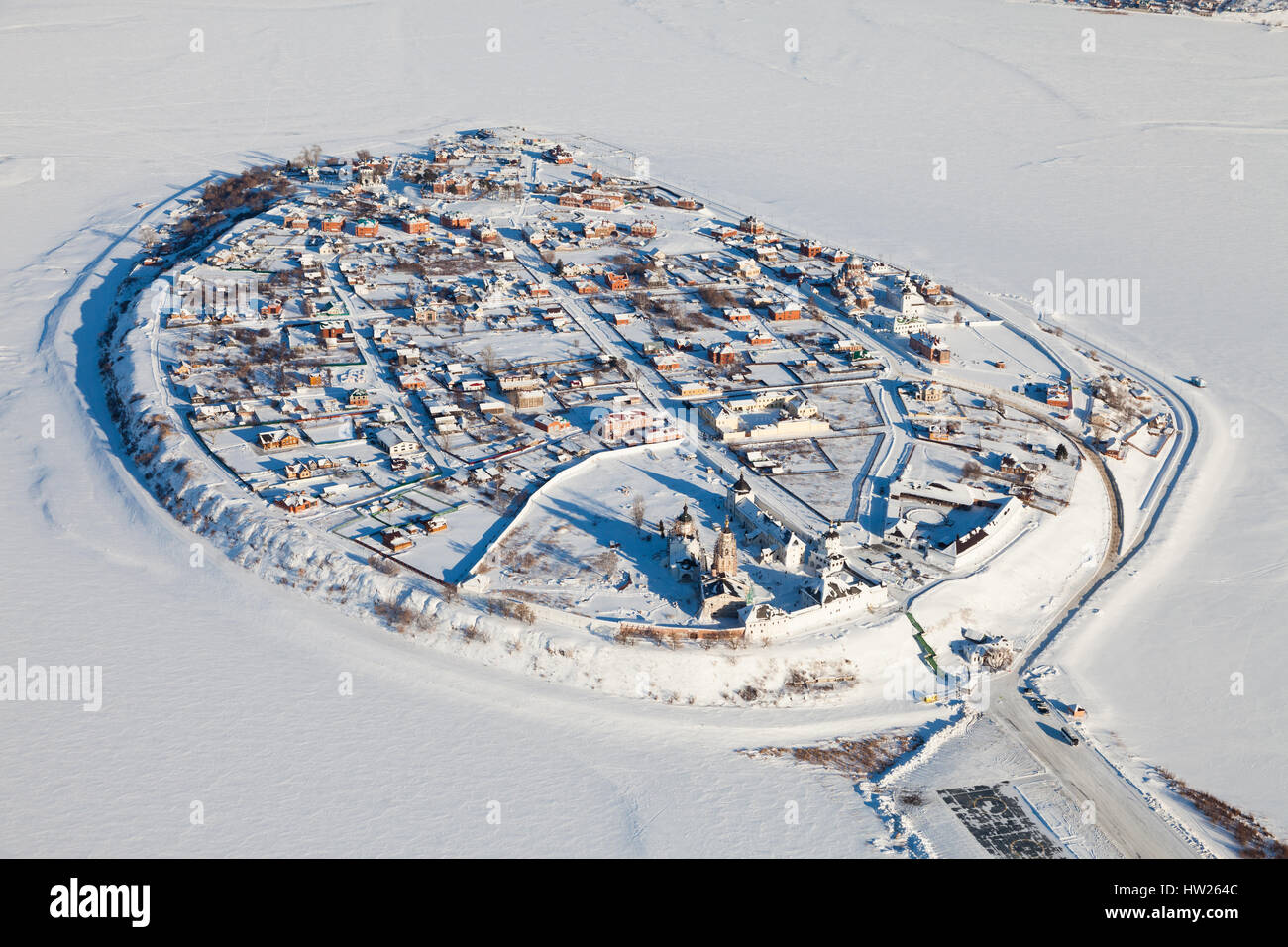 Ville de l'île de Sviyazhsk, vue du dessus Banque D'Images