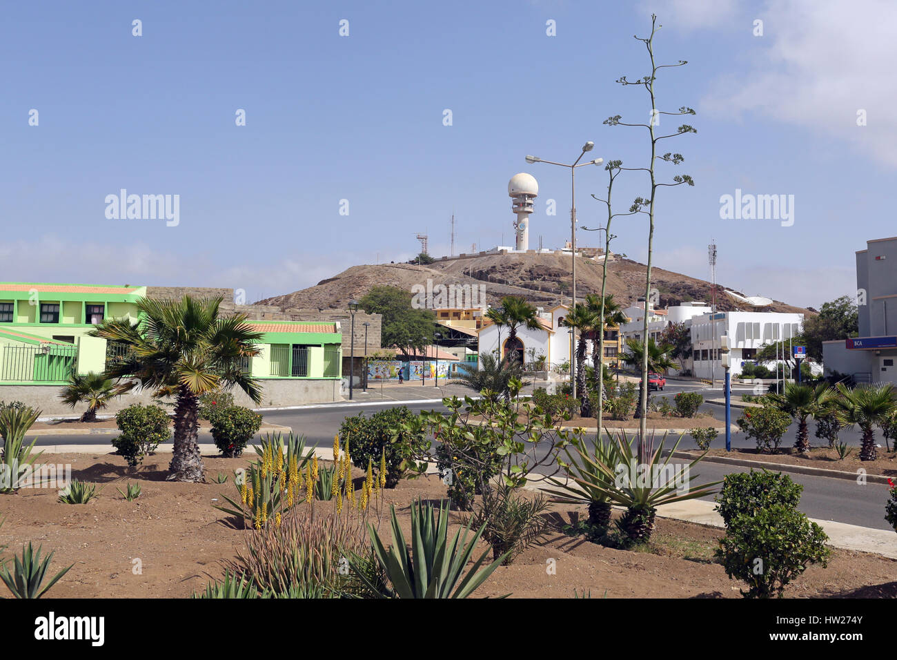 Cidade dos Espargos, Monte Curral avec son radar de l'aéroport Banque D'Images