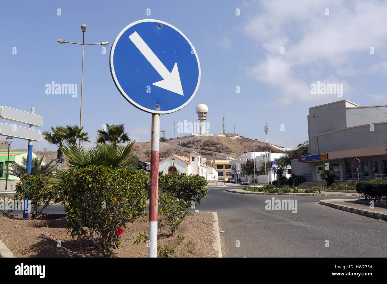 Cidade dos Espargos, Monte Curral avec son radar de l'aéroport Banque D'Images