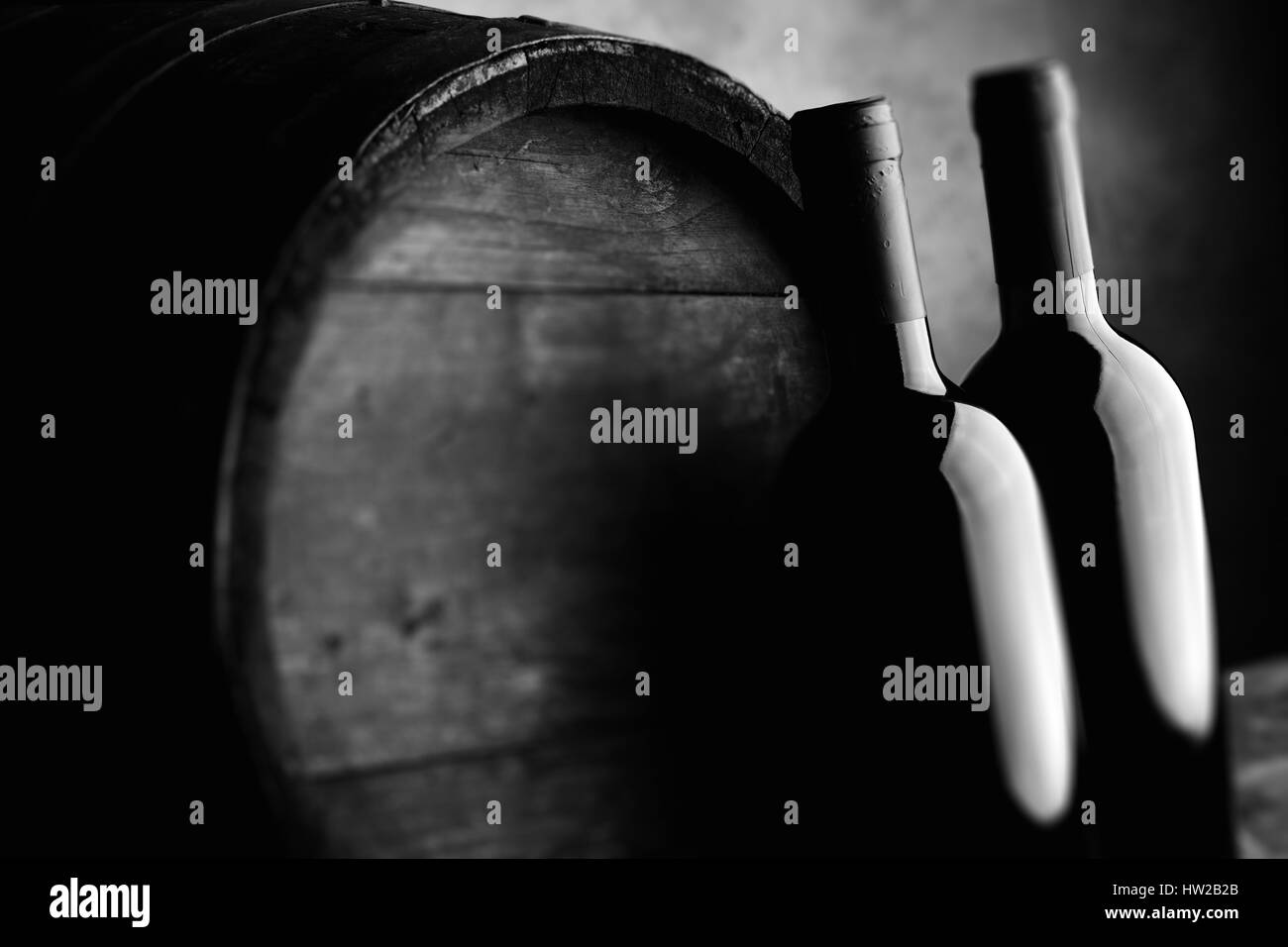 Vin - tilt shift focus sélectif Effet photo en noir et blanc Banque D'Images