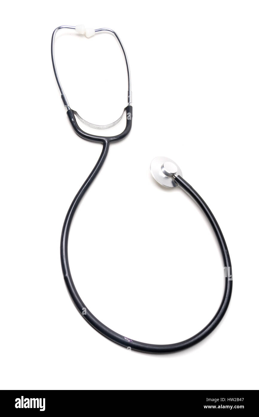 Découper le stéthoscope isolé sur fond blanc Banque D'Images