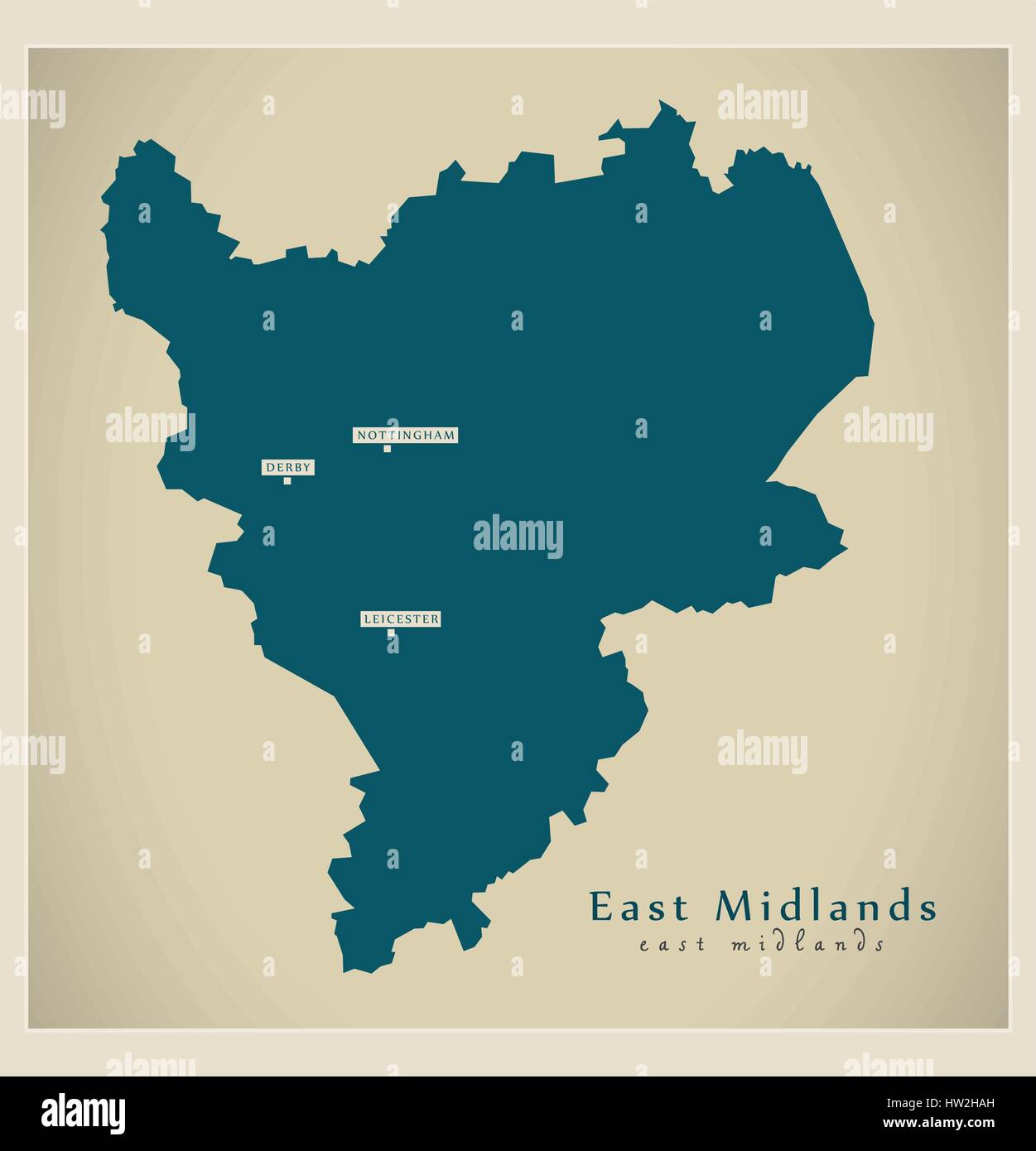 Carte moderne - East Midlands Illustration de Vecteur