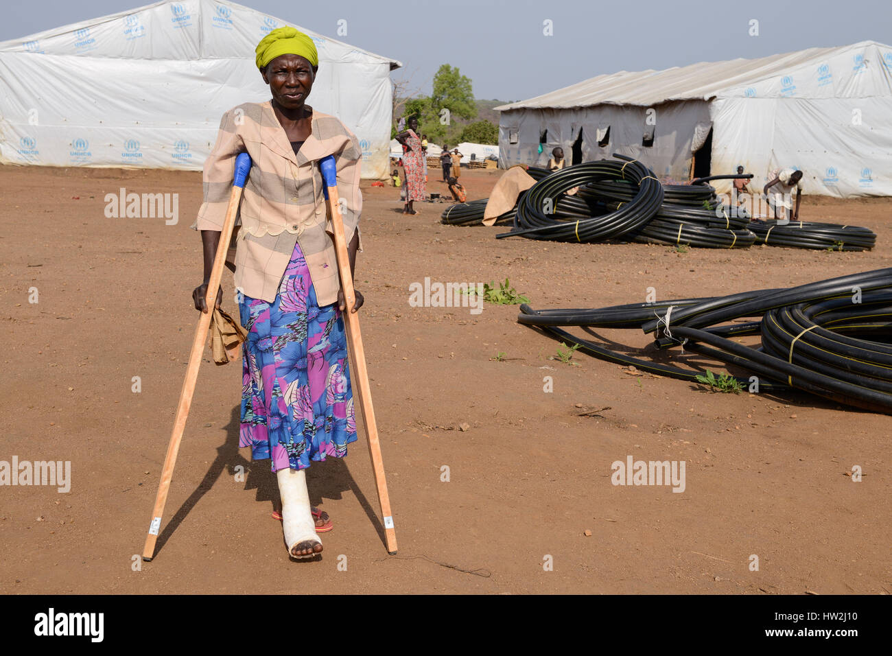 L'OUGANDA, Arua, Yumbe, sud Soudanais réfugiés en Bidi Bidi / suedsudanesische Fluechtlinge d'établissement des réfugiés im Fluechtlingslager Bidi Bidi Banque D'Images