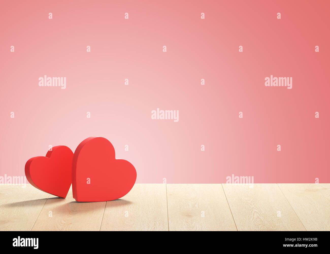 3D render of boîtes en forme de coeur. Contexte pour la Saint-Valentin. Banque D'Images
