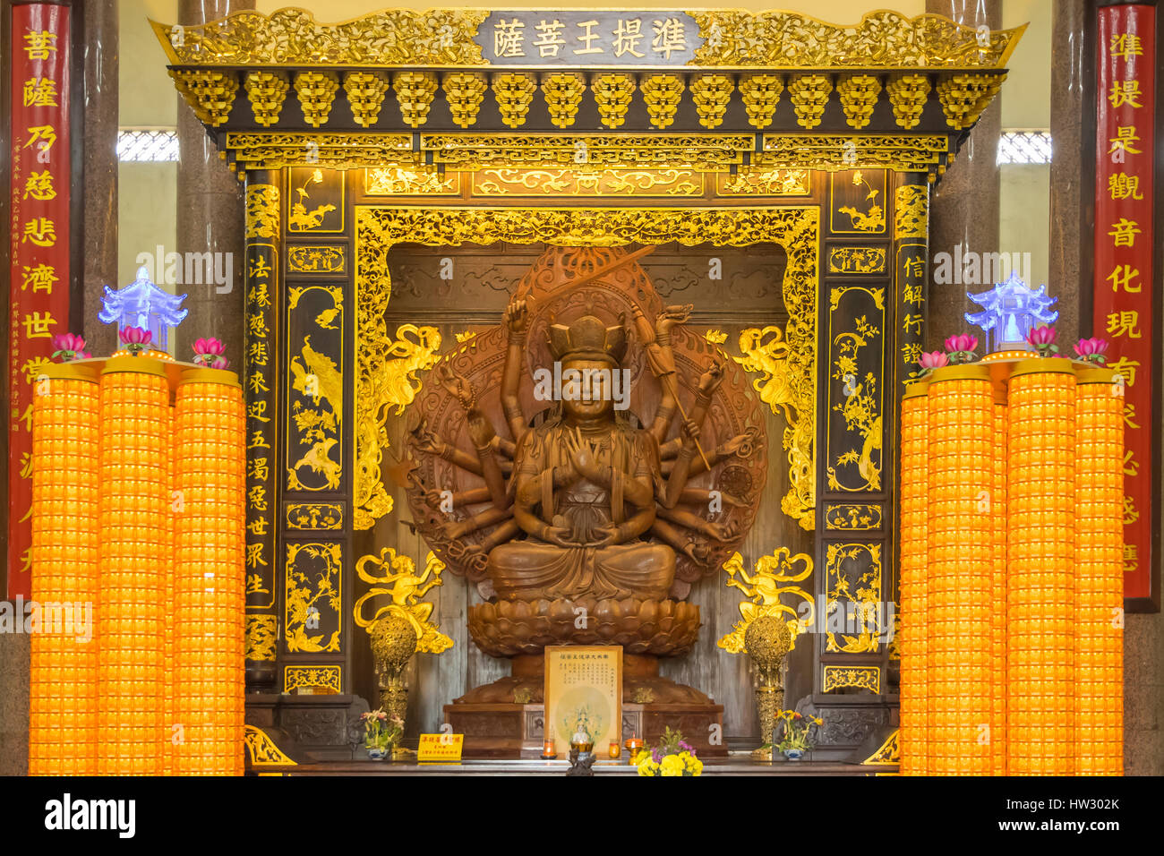 À l'intérieur de sanctuaire de Kuan Yin, Ayer Itam, Penang, Malaisie Banque D'Images