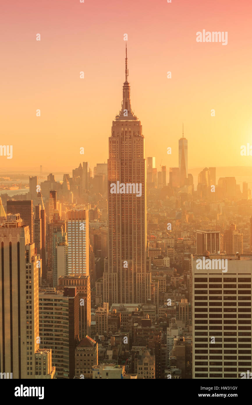 USA, New York, New York City, Empire State Building et Manhattan Skyline Banque D'Images