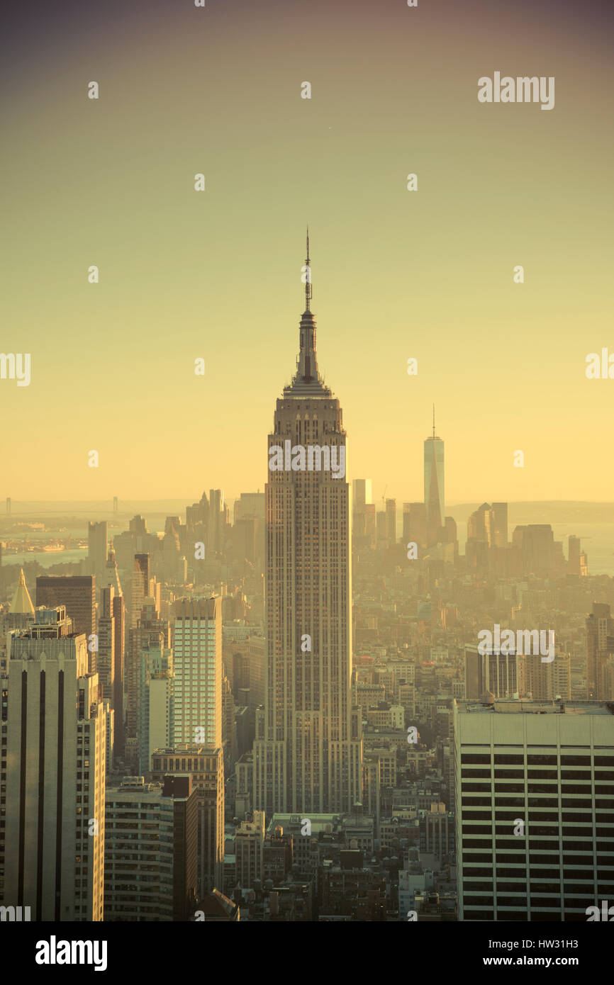 USA, New York, New York City, Empire State Building et Manhattan Skyline Banque D'Images