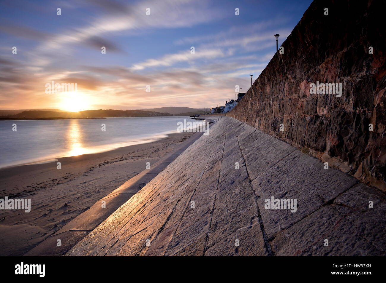Exmouth Beach Sunset (Tempête Doris) - Devon - UK Banque D'Images