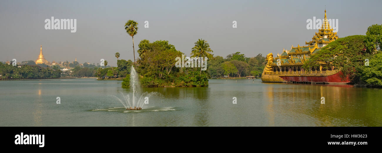 Panorama du Lac Kandawgyi, Yangon, Myanmar Banque D'Images
