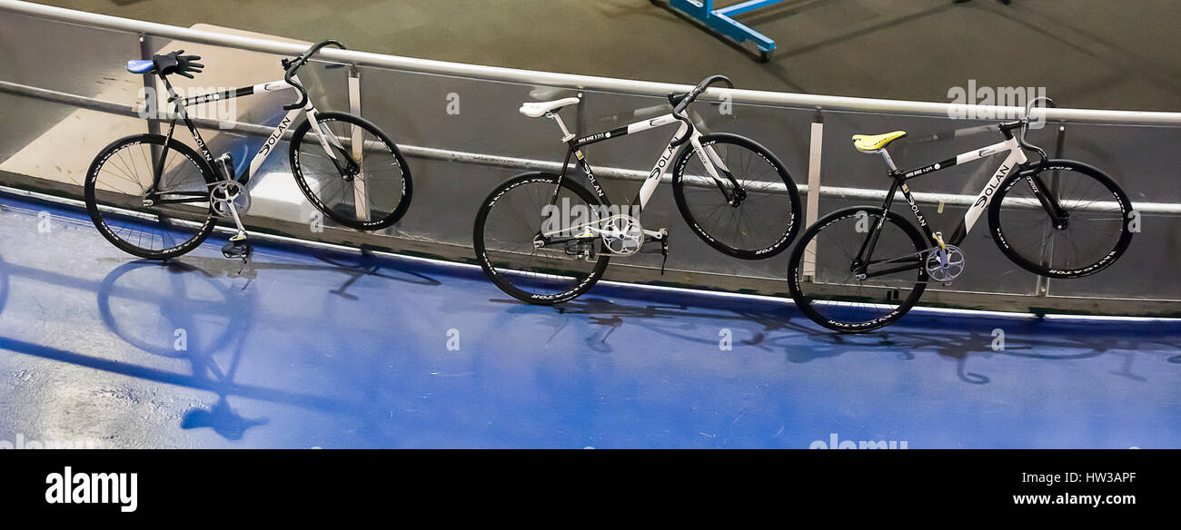 Entre les courses au vélodrome de Manchester Banque D'Images