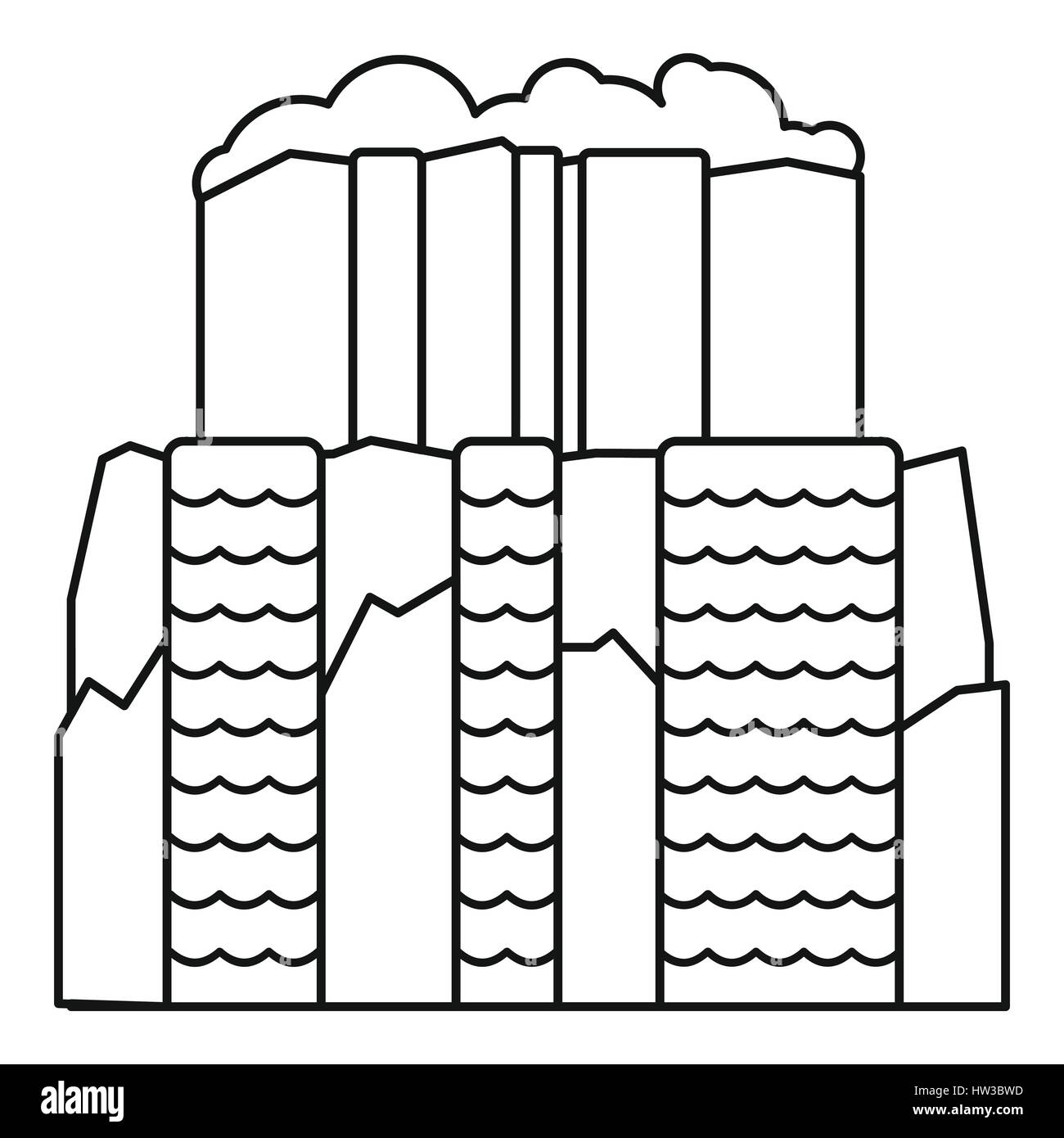 Chute d'Iguazu, l'icône de style contour Illustration de Vecteur