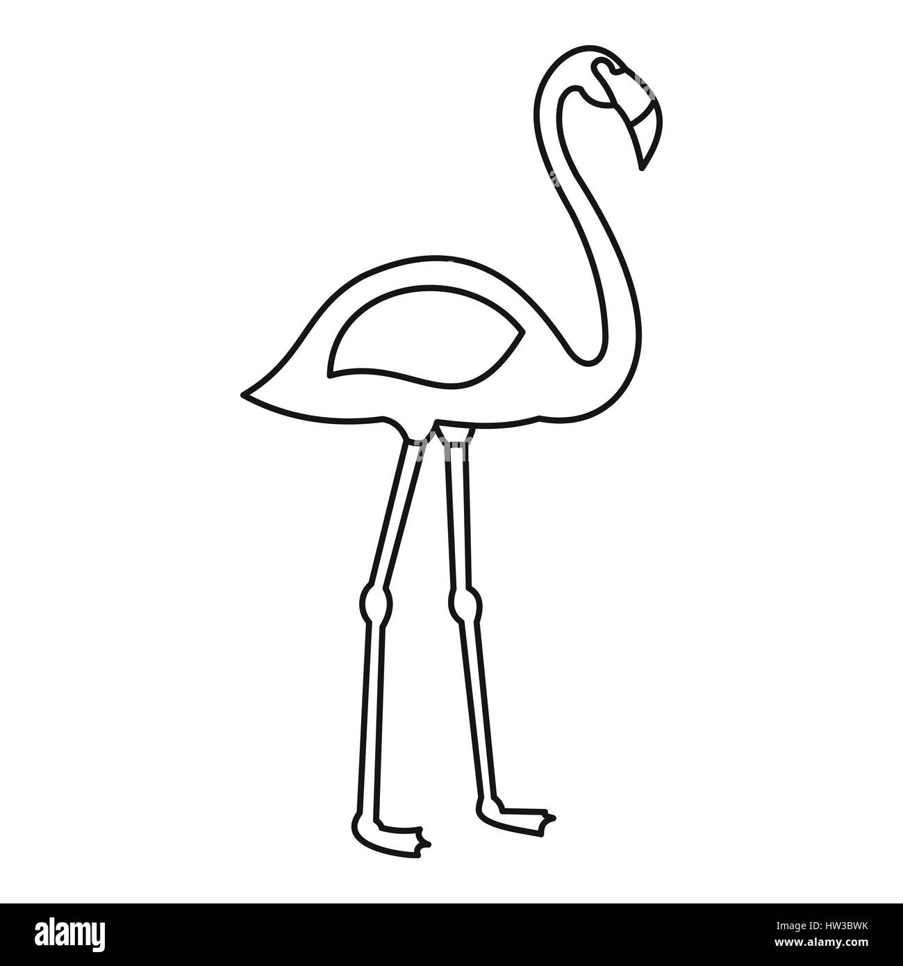 Flamingo bird, icône de style contour Illustration de Vecteur