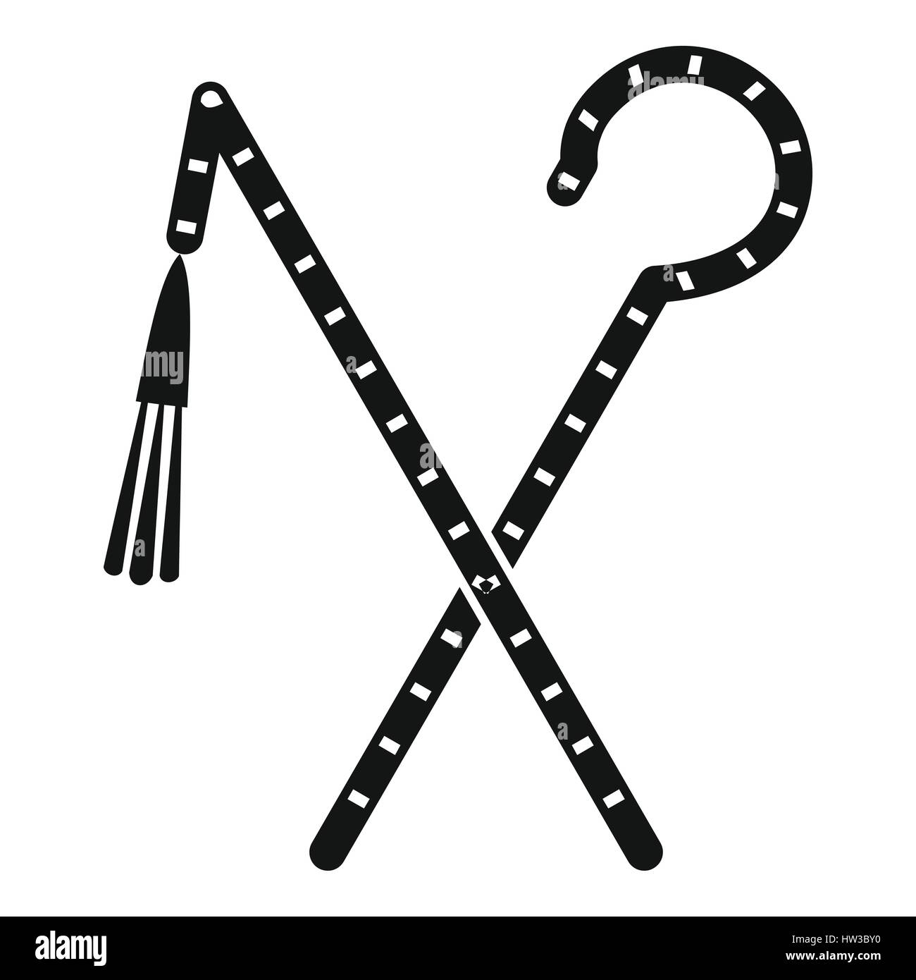 Rod et de whip de l'icône de Pharaon, le style simple Illustration de Vecteur Rod et de whip de l'icône de Pharaon, le style simple Illustration de Vecteur